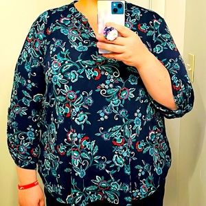 Navy blue floral dress shirt